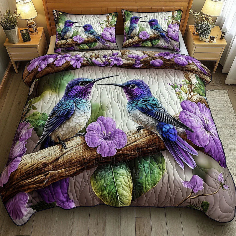 Jogo de cama acolchoado de 3 peças - Refúgio de Aves