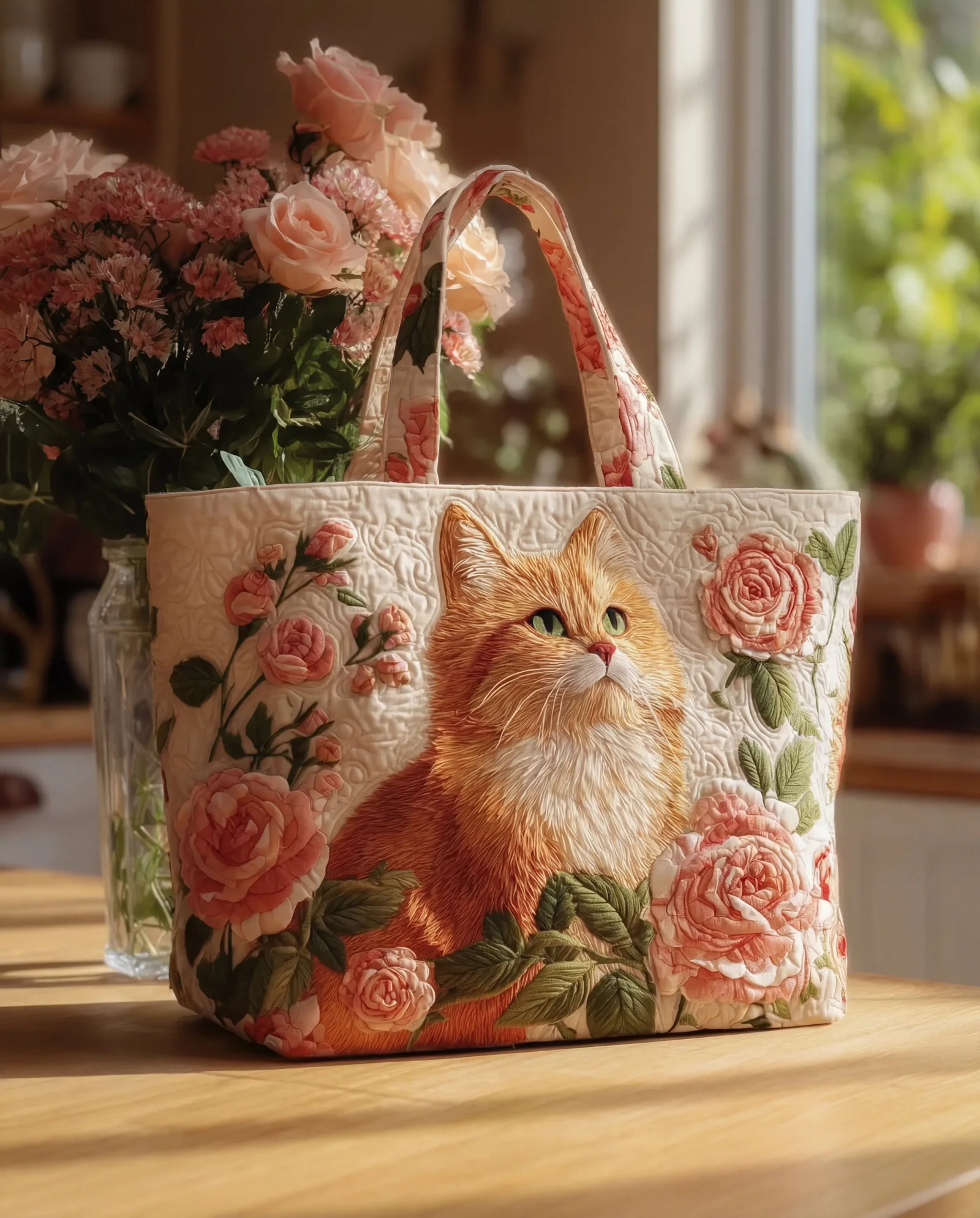 Bolsa Artesanal “Gato com Rosas”